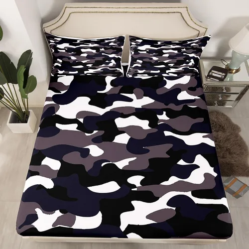 Vista 30 de Erosebridal Juego de ropa de cama de camuflaje para niños, sábanas de camuflaje militar, tamaño individual para adolescentes, jóvenes, adultos