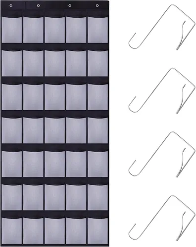 Vista 10 de Organizador de zapatos con 35 bolsillos grandes para puerta, estante porta zapatos con bolsillos de malla, organizador de zapatos colgante de gran