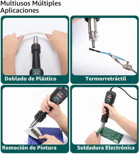 Vista 7 de YIHUA 8858 IV Pistola de calor multiusos para manualidades, soldadura electrónica, bricolaje, tubos retráctiles y envoltura, marcador de antorcha