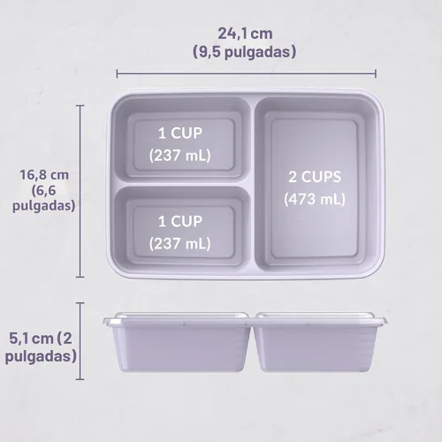 Vista 7 de Bentgo Prep - 20 piezas de contenedores reutilizables de 3 compartimentos para preparar comidas con tapas, materiales libres de PFAS y BPA