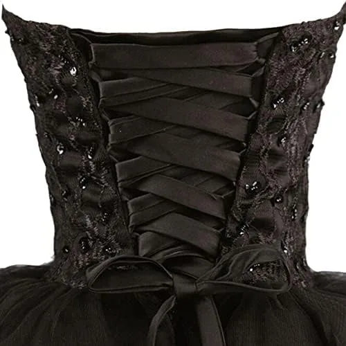 Vista 4 de Greekknight Vestido de fiesta de tul con cuentas de encaje corto con apliques de encaje vestidos de fiesta de cóctel sin tirantes vestidos de fiesta