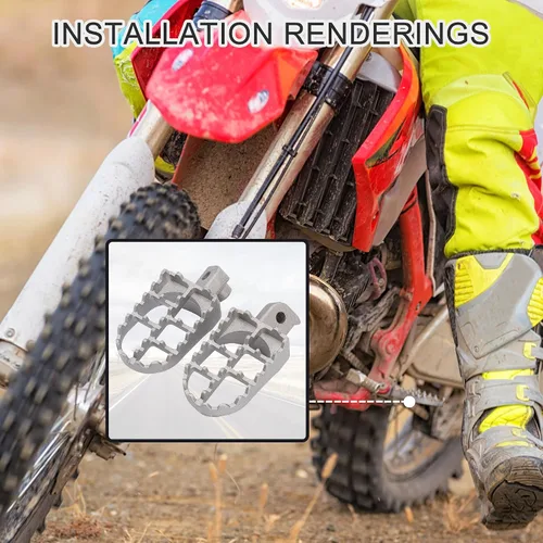 Vista 6 de GOOFIT Reposapiés de aluminio de 0.315 in para reposapiés de 50 cc, 70 cc, 90 cc, 110 cc, 125 cc, Taotao Dirtbike Silver Motocross MX Foot Pegs-PW50