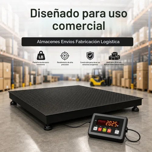 Vista 7 de Báscula industrial de suelo de 48 x 48 pulgadas, báscula de palé precisa de 10000 libras x 1 libra con indicador digital inteligente, báscula