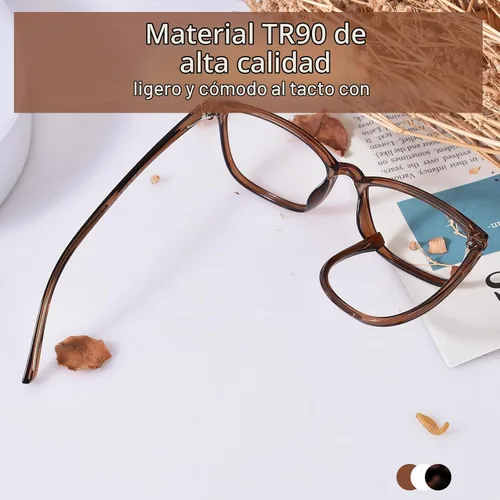 Vista 2 de FONHCOO Gafas de bloqueo de luz azul para mujeres y hombres, TR90, marco de moda, gafas de luz azul para computadora Café