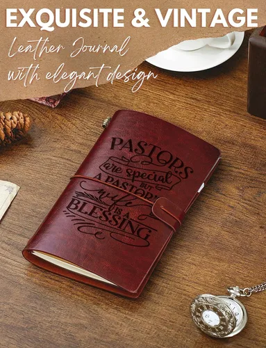 Vista 3 de Regalos de agradecimiento a la esposa del pastor para mujeres, regalos para primera dama, cuaderno de diario de cuero, diario de viaje en relieve