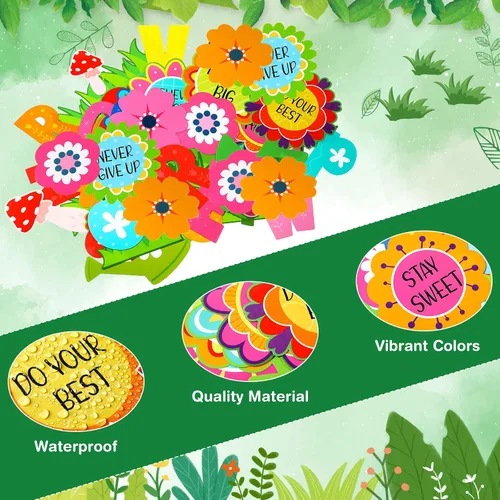 Vista 3 de Funrous 90 piezas de decoración de tablón de anuncios Never Stop Growing para verano, primavera, decoración temática de aula, juego de tableros