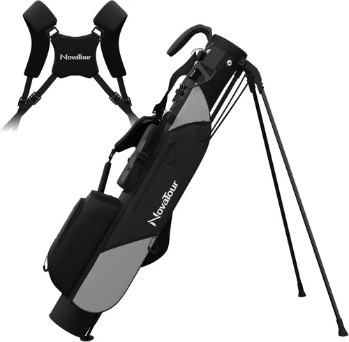 Vista 8 de Bolsa de golf ultraligera Premium Par 3 con doble correa, 6 bolsillos con cremallera para campos ejecutivos y par 3