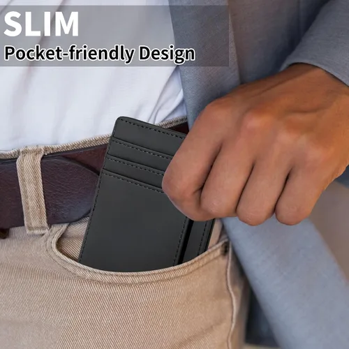 Vista 27 de Cartera Chelmon Slim RFID - Cartera de bolsillo frontal minimalista para tarjetas de crédito delgadas