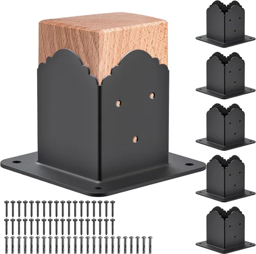 Vista 10 de Insaga Base de poste de 4 x 4, tamaño interior de 3.6 x 3.6 pulgadas, base de anclaje de poste de madera resistente para kit de valla de pérgola