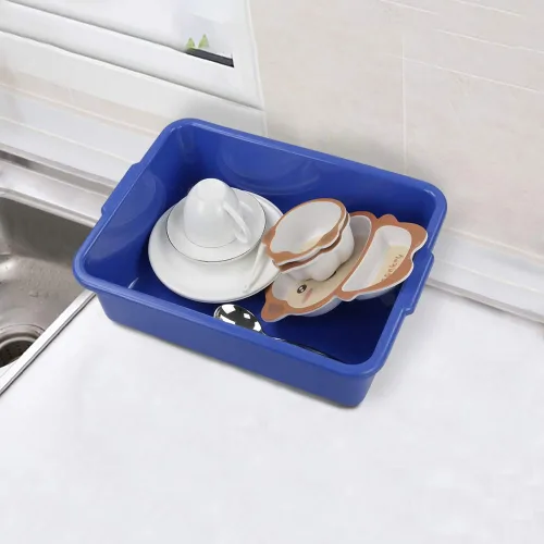 Vista 3 de Hespama 4 paquetes de 13 l comercial Bustub, caja de mano para lavabo, color azul