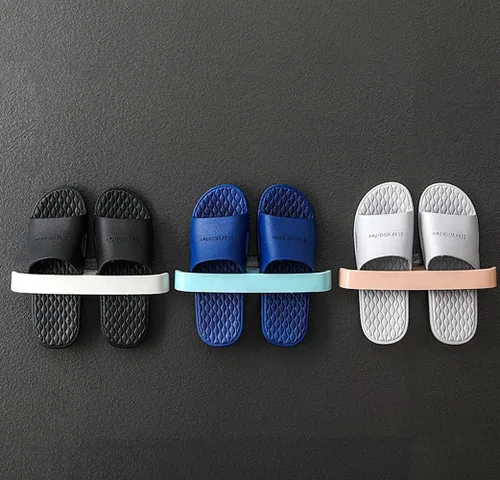 Vista 6 de Zapatero montado en la pared, zapatero colgante para puerta, soportes autoadhesivos para montar en la pared, estante colgante para baño, caja