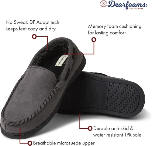 Vista 4 de Dearfoams Men's Keaton Memory Foam Moccasin with Wide Widths Slipper