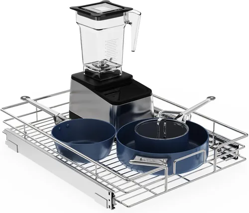 Vista 20 de LOVMOR Organizador de gabinete extraíble de 5.5 pulgadas de ancho x 21.5 pulgadas de profundidad, estantes extraíbles para armario de cocina