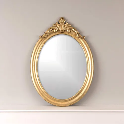 Vista 5 de Best Home Fashion Espejo de pared adornado con arco o corona, marco de madera con acabado dorado, forma rectangular, 40 pulgadas de largo x 24