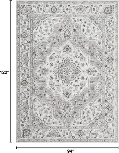 Vista 2 de Home Dynamix Belmar Sterling - Alfombra de medallón oriental, gris/marfil, rectangular de 7 pies 10 pulgadas x 10 pies 2 pulgadas