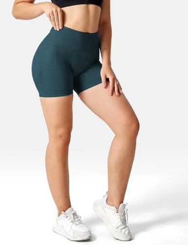 Vista 5 de YEOREO - Shorts de ciclismo para mujer, sin costuras, con cintura alta, para entrenamiento, yoga y gimnasio, estilizan tu figura