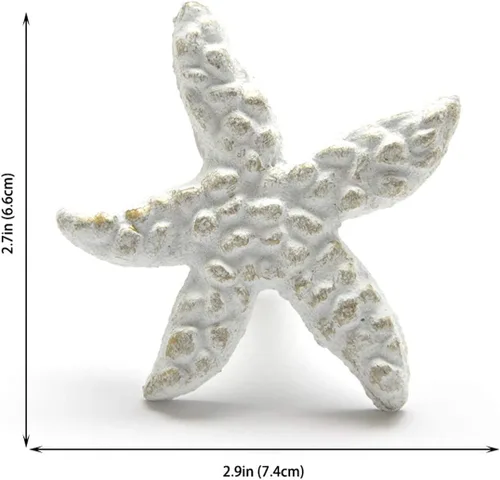 Vista 5 de Paquete de 4 tiradores de cajón con diseño de estrella de mar y cangrejo para aparador, armario, armario, cocina, playa, océano, paquete de 4