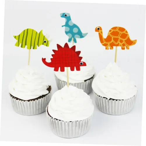 Vista 3 de Paper Dinosaur Cake Toppers Birthday Party Decorations 96pcs