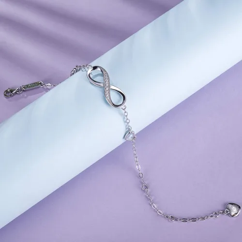 Vista 4 de Billie Bijoux Pulsera ajustable de plata de ley 925 con símbolo de amor infinito infinito para mujer