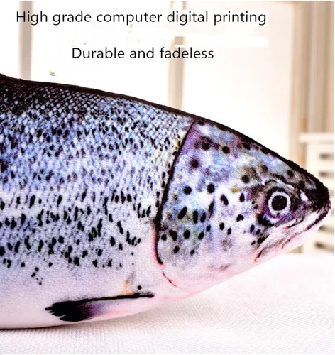 Vista 4 de OUKEYI Almohada y cojín suave de 31.5 pies para decoración de peces de salmón.