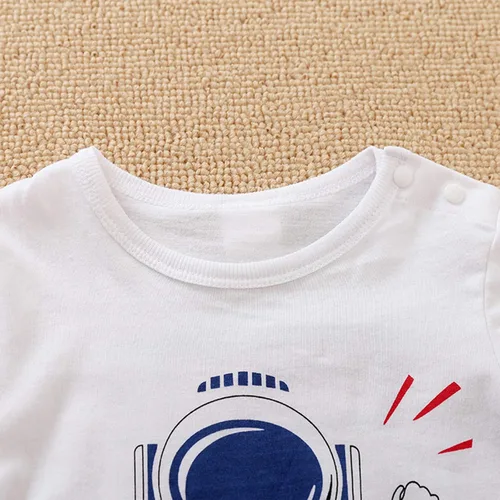 Vista 4 de Ropa de bebé niño de dibujos animados con estampado de astronauta, mameluco, mono, trajes de primavera y otoño