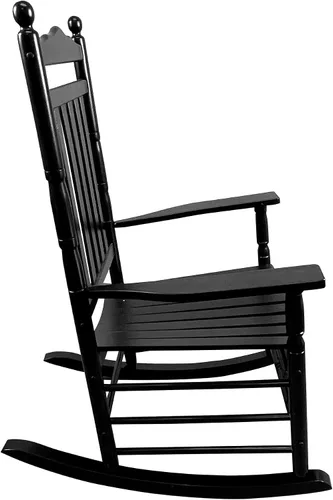 Vista 4 de Mecedora de porche para patio con respaldo alto para uso en interiores y exteriores, mecedora de madera con reposabrazos para adultos, sillas
