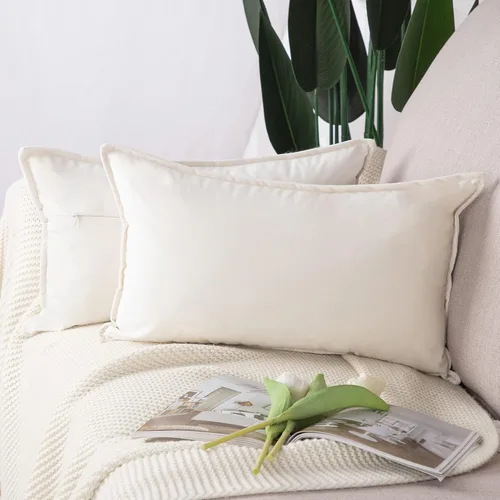 Vista 20 de MADIZZ Juego de 2 fundas de almohada decorativas de terciopelo súper suave con borlas, estilo de lujo, funda de almohada para sofá y dormitorio