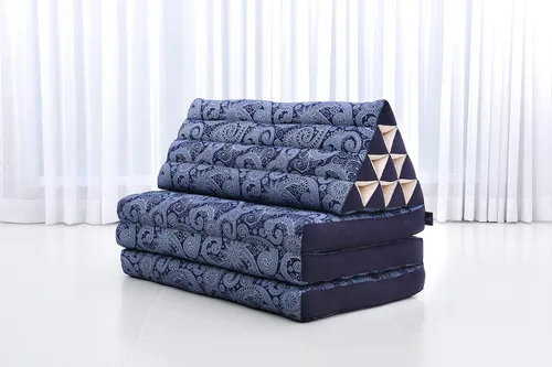 Vista 6 de Leewadee Tapete de 3 pliegues XXL con cojín triangular, almohada firme para TV, colchón plegable con cojín hecho de kapok ecológico, 67 x 31 CBT1