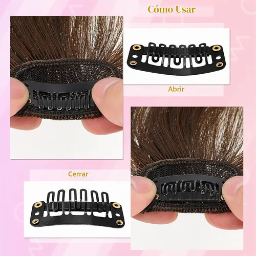 Vista 5 de 2 extensiones de cabello con clip, extensiones de cabello francés con flecos, extensiones de cabello de una pieza con clip en la parte delantera