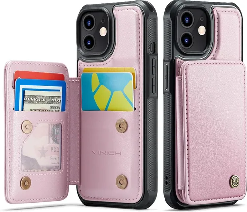 Vista 29 de Vinich for iPhone XR Wallet Case with Card Holder, Black RFID Blocking Credit Slots, Kickstand, Shockproof Flip Phone Cover, PU Leather, Double