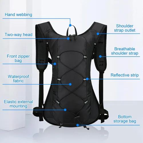 Vista 3 de Mochila de hidratación, mochila de ciclismo al aire libre, mochila de hidratación ligera con vejiga de hidratación de 70 onzas, mochila de agua