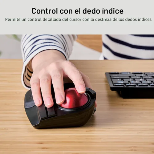 Vista 3 de ELECOM HUGE Trackball, USB inalámbrico de 2.4GHz, control con el dedo índice, personalizable con 8 botones, gran reposa muñecas suave, bola de 52mm