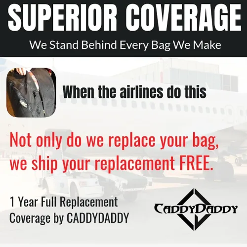 Vista 5 de CaddyDaddy Enforcer Golf Travel Bag Crush Resistant Hard Top Protection 18 Month Full Replacement Coverage, Durable Thick Nylon Wheels Lockable XL