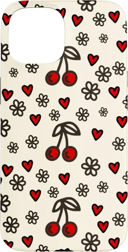 Vista 6 de Carcasa para iPhone 16 con diseño de cerezas, cerezas, diseño de corazón de San Valentín, color rojo