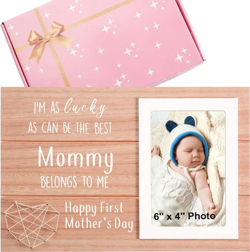 Vista 10 de Regalos para el primer día de la madre para mamá y bebé, regalos para el Día de la Madre 2026, marco de fotos con tema de oso para mamá y bebé, niño