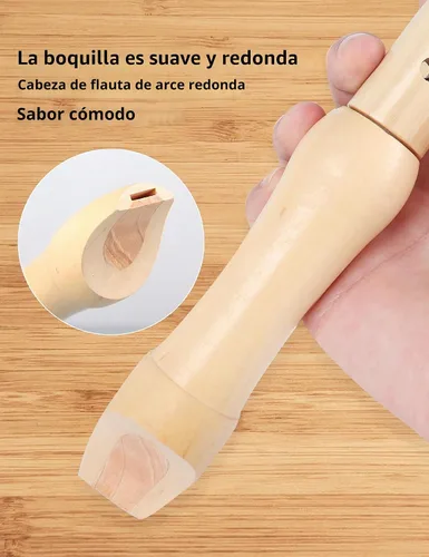 Vista 4 de Mr.Power Flauta dulce soprano de madera de arce, llave C, digitación alemana de estilo alemán, 8 agujeros, 2 piezas, instrumento musical aprobado