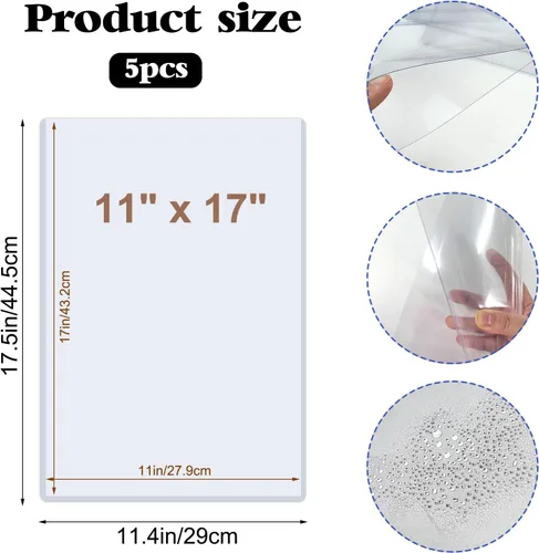 Vista 2 de Rainmae Paquete de 5 protectores rígidos de impresión de 11 x 17 pulgadas, protectores de hojas de plástico duro impermeables transparentes, fundas