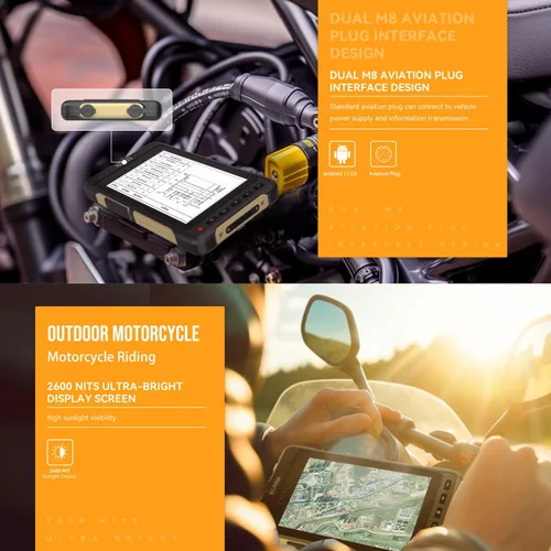 Vista 7 de HUGEROCK X70 Tablet Android resistente 7 pulgadas - 2600nits Tableta GPS de alto brillo para navegación de motocicleta, impermeable a prueba