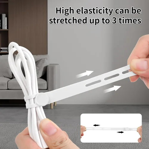 Vista 3 de Oligei 25 bridas de silicona para cables, reutilizables, de alta elasticidad para cables eléctricos, organizador de cables para auriculares