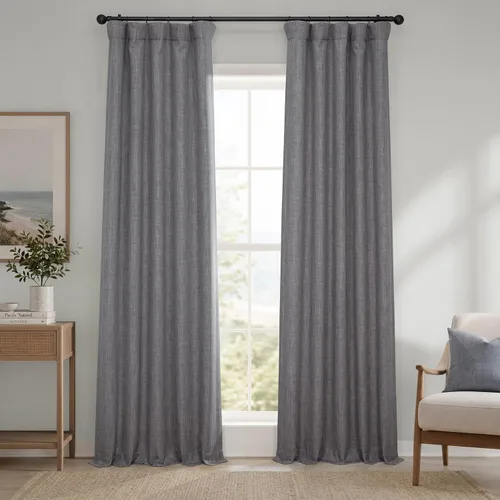 Vista 26 de HPD Half Price Drapes - Cortinas de lino sintético para sala de estar (2 paneles) - 100 pulgadas de ancho x 84 pulgadas de largo - Cortinas