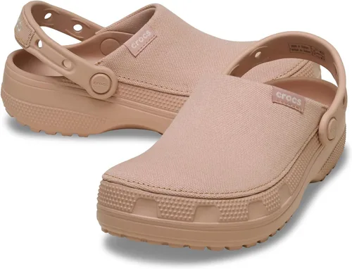 Vista 6 de Crocs Zuecos clásicos de lona elaborados unisex para hombres y mujeres Caramelo rosa