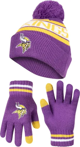 Vista 17 de Ultra Game Gorro de punto de invierno oficial de la NFL para jóvenes, súper suave, con guantes extra cálidos para pantalla táctil Color del equipo 1