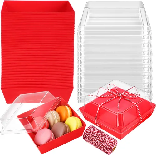 Vista 18 de Jetec Paquete de 50 Cajas de Charcutería con Tapas Transparentes y Cuerda de 4 Pulgadas Cajas Desechables Cuadradas para Postres con Tapas para Negro