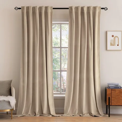 Vista 32 de MIULEE Cortinas de terciopelo de 84 pulgadas de largo, juego de 2 paneles para dormitorio, con pestaña trasera plisada, de lujo, aislamiento