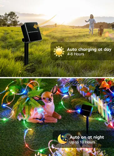 Vista 4 de Brightown Paquete de 2 luces solares de 78 pies, 200 LED, multicolor Color M