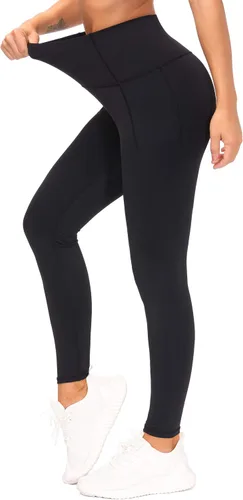 Vista 5 de The GYM People - Leggings de entrenamiento con control de abdomen y bolsillos pantalones de yoga atléticos de cintura alta para mujeres que corren