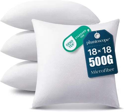 Vista 13 de Phantoscope - Insertos de almohada, 100% poliéster hipoalergénico de fibra virgen, almohadas cuadradas para sofá, sillón, cama, 12x20 pulgadas