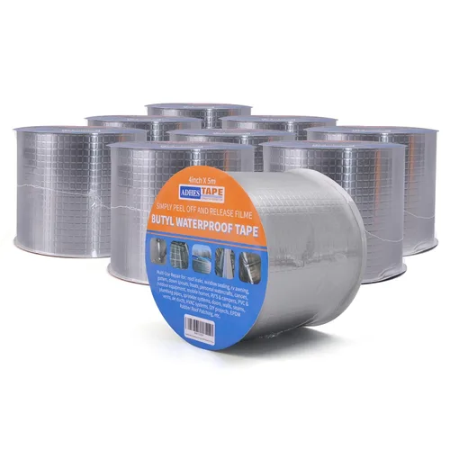 Vista 12 de ADHES - Cinta de butilo impermeable, cinta de papel de aluminio de 2 pulgadas x 16 pies, cinta selladora de butilo para reparación de caravanas Gris