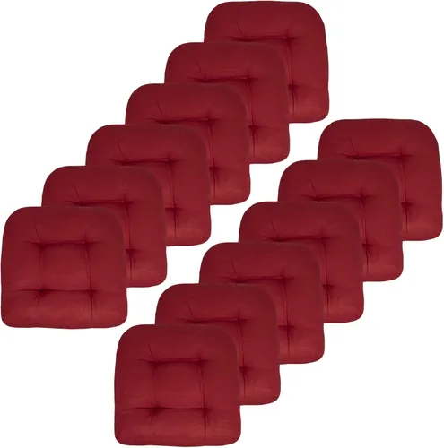 Vista 75 de Sweet Home Collection - Cojines para silla de patio y exterior, almohadillas prémium con relleno grueso y cómodo de fibra, mechones, 19 x 19 Negro