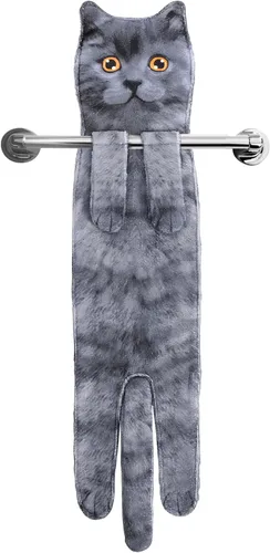 Vista 24 de Divertidas toallas de mano para decoración de baño y cocina, bonita toalla de mano colgante de gato, accesorios de cocina, ideas únicas de regalo